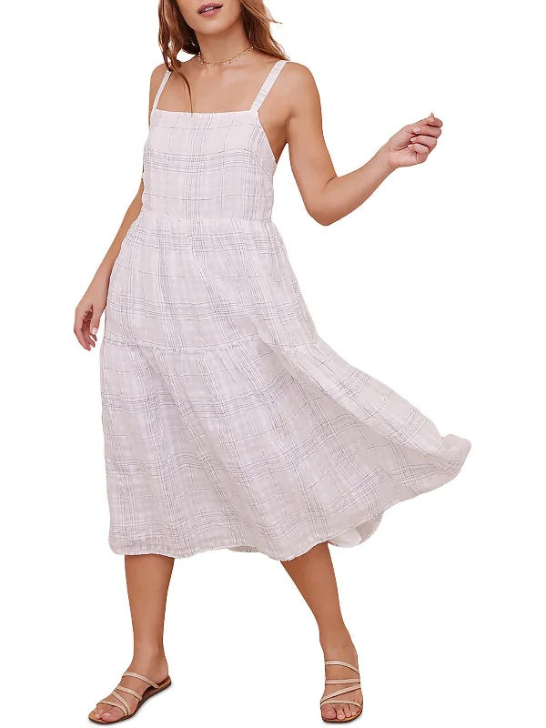 Enjoy Huge Discounts Now!Womens Linen Tie Back Midi Dress