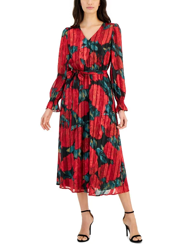 Sale Alert – Get Ready to Shop!Womens Metallic Tea Length Midi Dress