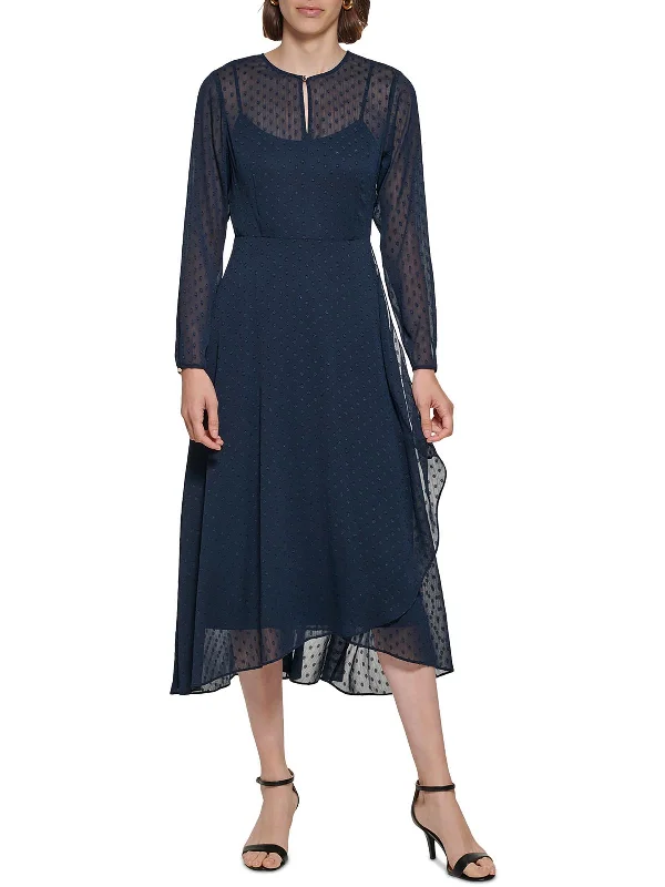 Seasonal Sale – Shop Now!Womens Polka Dot Career Midi Dress