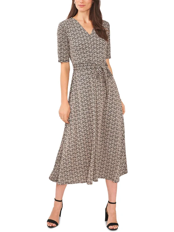 Every Deal is a Steal!Womens Printed Mid Calf Midi Dress