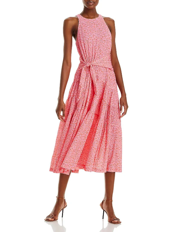 Massive Price Cuts!Womens Ruffled Floral Midi Dress