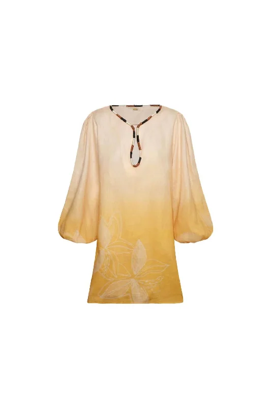 Hot Deals You Can’t Resist!Women's San Marco Linen Mini Dress In Yellow Palms