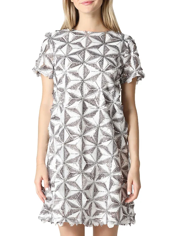 Must-Have Deals Inside!Womens Sequined Triangle Print Midi Dress