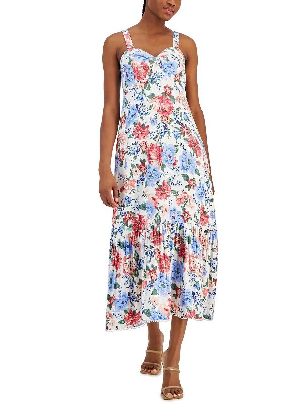 The Best Offers Are Here!Womens Sweetheart Neck Linen Maxi Dress