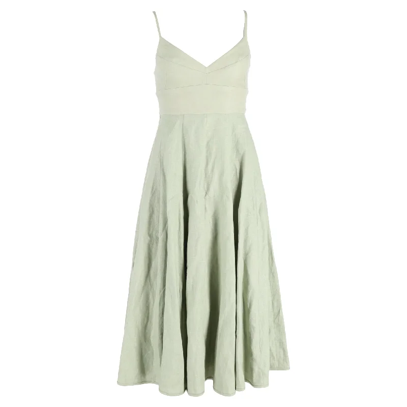 Steals and Deals Await!Zimmermann Dancer Picnic Midi Dress in Green Linen