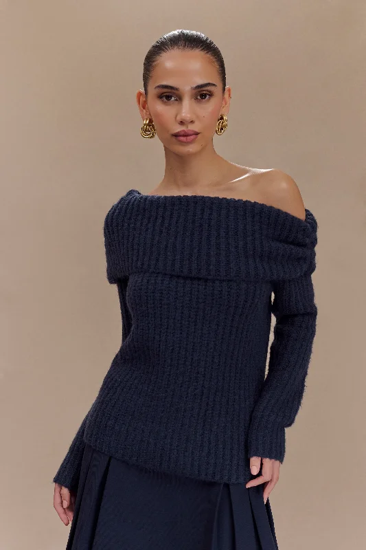 Great Deals, Just for You!Alicia Off Shoulder Knit Top - Dark Navy