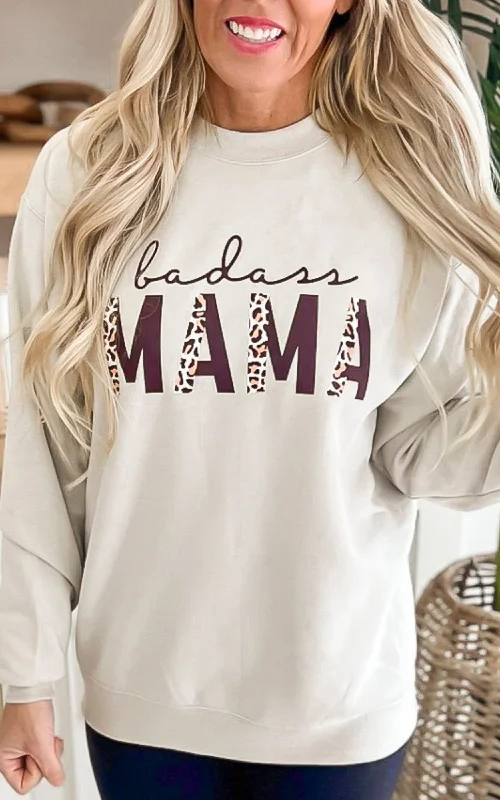 Unlock Huge Savings Now!Badass MAMA Graphic Crewneck Sweatshirt