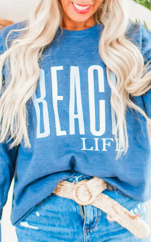 Enjoy Huge Discounts Now!Beach Life Graphic Crewneck Sweatshirt