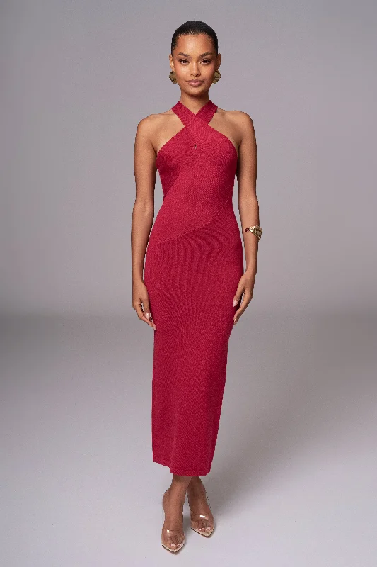 One Day Only – Huge Savings!Berry Steph Halter Maxi Dress