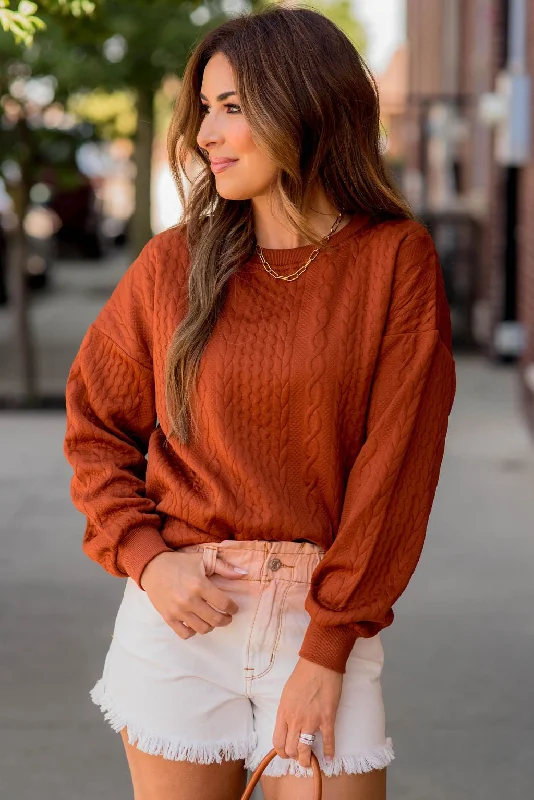 The Best Offers Are Here!Braided Balloon Sleeve Sweatshirt