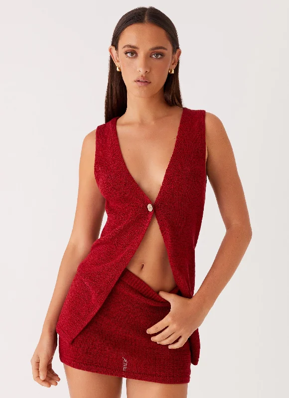 Score Huge Discounts Today!Capri Glow Knit Skirt - Maroon