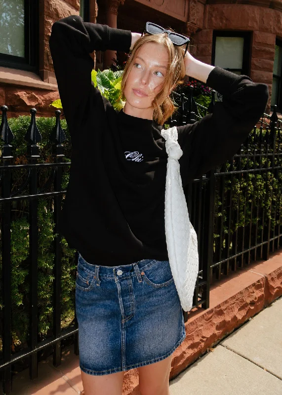 Your Chance to Save is Now!Chi Script Crewneck - Black & White
