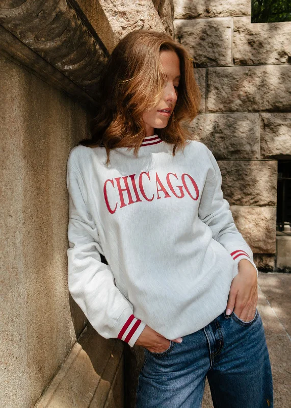 Amazing Prices You Can’t Resist!Chicago Champion Striped Rib Crewneck - Cardinal