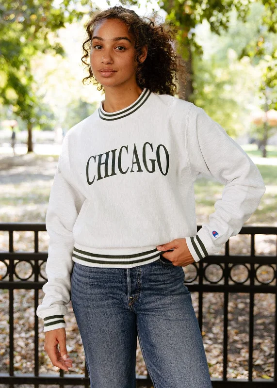 Price Drops You’ll Love!Chicago Champion Striped Rib Crewneck - Green