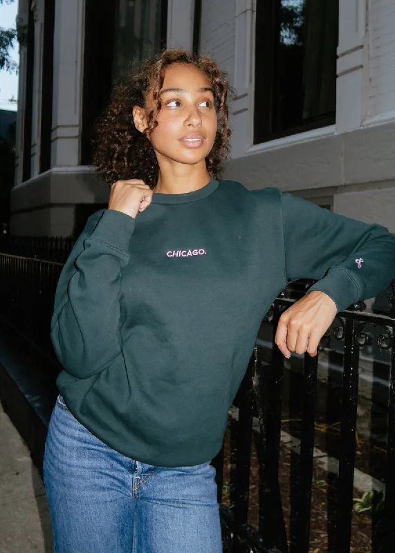 Find Your Perfect Deal Today!Chicago. Embroidered Crewneck - Pine & Pink