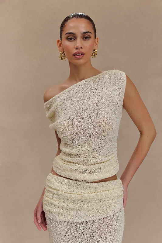 Shop Early, Save Big!Chloe Off Shoulder Boucle Knit Top - Ivory