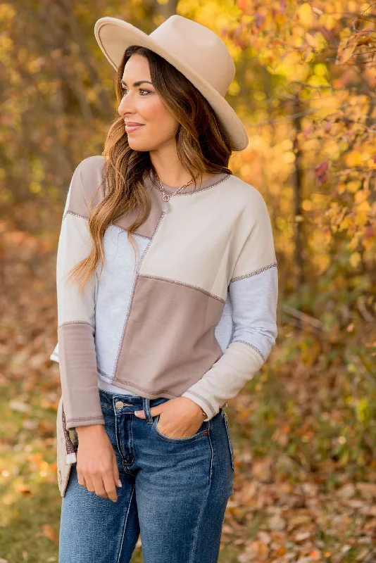 Limited Edition, Limited Price!Color Blocked Cropped Sweatshirt