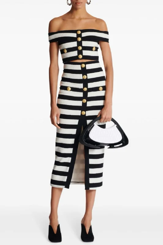 Crazy Discounts Inside!Coraline Striped Off Shoulder Bandage Set