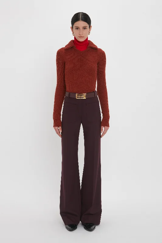 Hot Deals You Can’t Resist!Double Collared Jumper In Russet