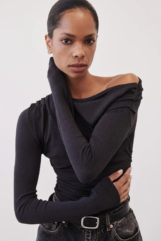 New Discounts Just Dropped!ENZO BITTER CHOC LONG SLEEVE TOP