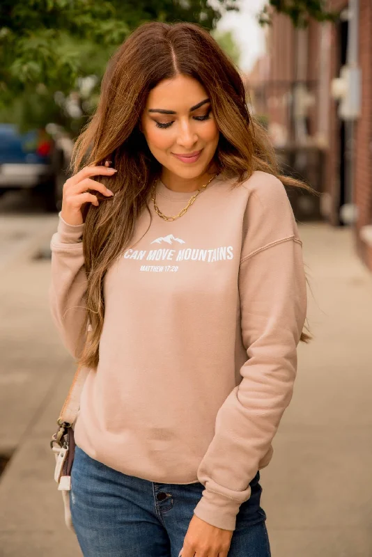 Huge Price Cuts Await!Faith Can Move Mountains Graphic Crewneck