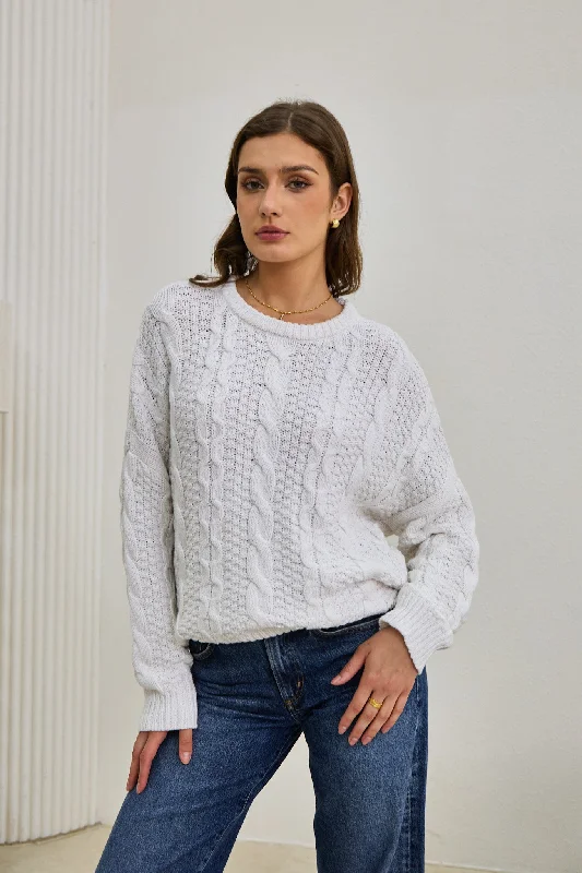 Unmissable Offers Await!Faith White Cable Knit Sweater