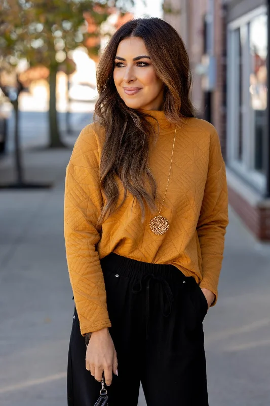 Best Offers of the Month!Geo Quilted Mock Neck Sweatshirt