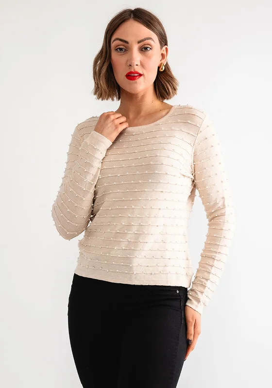 Your Shopping Wish, Our Discount Command!Goa Goa Pearl Embellished Sweater, Beige