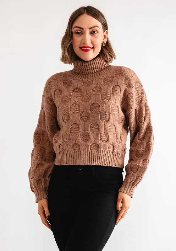 Biggest Sale of the Season!Goa Goa Textured Knit Lurex Polo Crop Jumper, Bronze