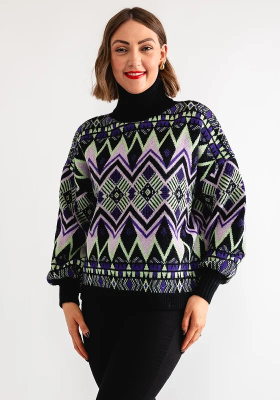 More Discounts, More Joy!Goa Goa Chevron Polo Neck Jumper, Purple