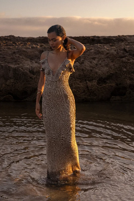 Everything Must Go!Gold Midnight Sparkle Maxi Dress