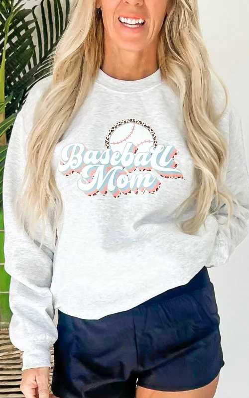Your Best Deals Are Here!Heather Grey Leopard Baseball Mom Graphic Crewneck Sweatshirt Your Best Deals Are Here!Heather Grey Leopard Baseball Mom Graphic Crewneck Sweatshirt