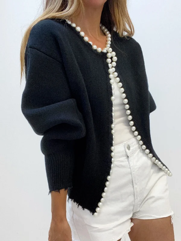 Limited Edition, Limited Price!Isabella Pearl Edge Cardigan | Black