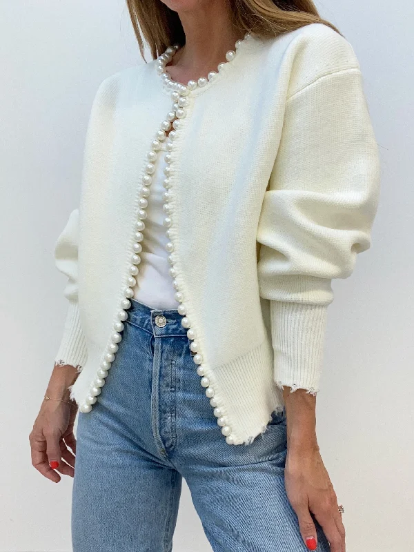 Save More When You Shop More!Isabella Pearl Edge Cardigan | Cream