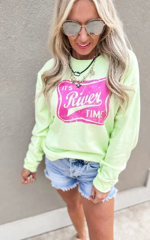 Unmissable Offers Await!It's River Time Graphic Crewneck Sweatshirt*