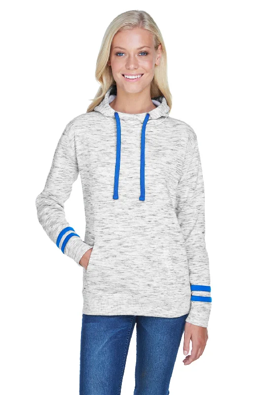Save More with Every Purchase!J America Womens Fleece Hooded Sweatshirt Hoodie - White/Royal Blue Save More with Every Purchase!J America Womens Fleece Hooded Sweatshirt Hoodie - White/Royal Blue