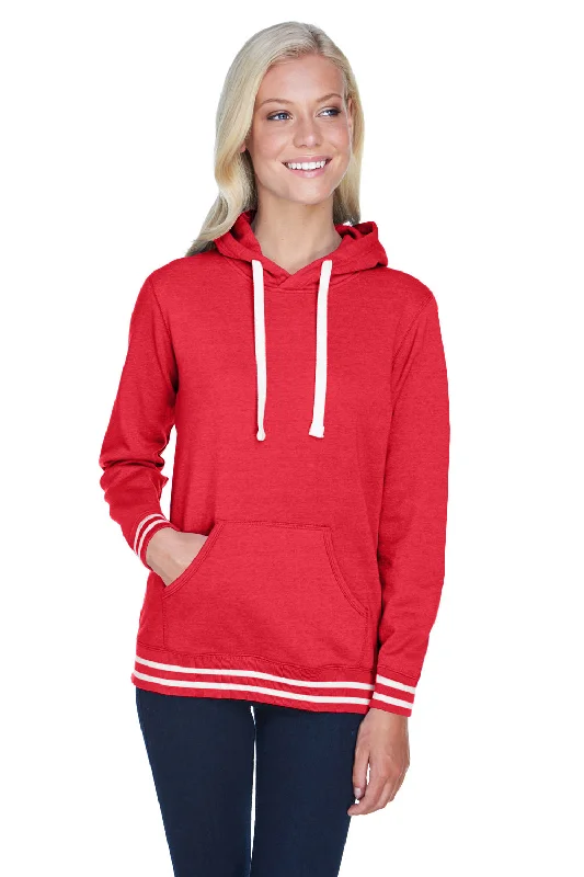 Shop Today, Save Tomorrow!J America Womens Relay Sueded Fleece Hooded Sweatshirt Hoodie - Red/White - Closeout Shop Today, Save Tomorrow!J America Womens Relay Sueded Fleece Hooded Sweatshirt Hoodie - Red/White - Closeout