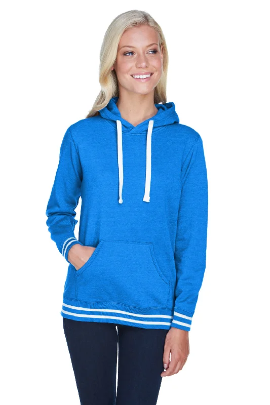 Unbeatable Prices!J America Womens Relay Sueded Fleece Hooded Sweatshirt Hoodie - Royal Blue/White - Closeout