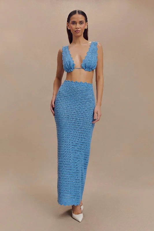 Limited Deals, Unlimited Savings!Jadia Crochet Fishtail Maxi Skirt - Cornflower Blue