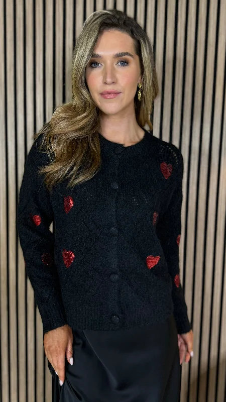 Your Favorite Sale is Back!Jessie Black With Red Sequin Hearts Cardigan