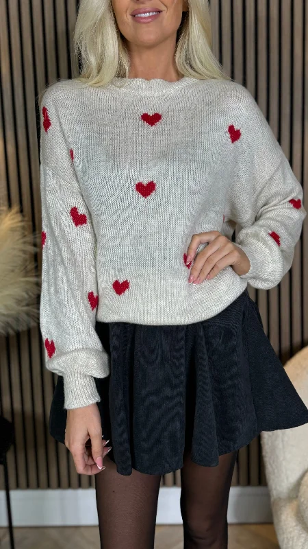 Exclusive Deals Just for You!Keegan Cream With Red Heart Detail Jumper