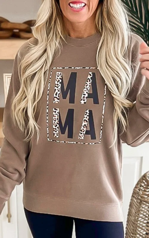 Shop Before It’s Gone!Leopard MAMA Graphic Crewneck Sweatshirt
