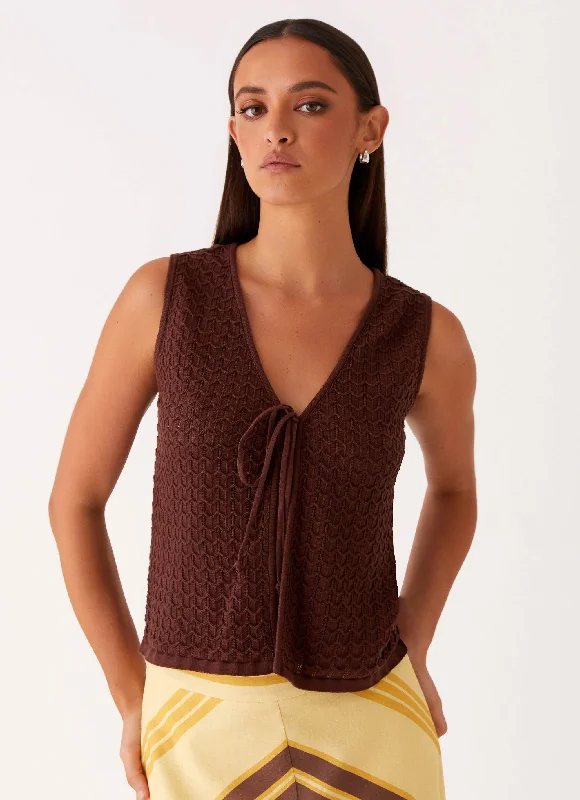 Today’s Deals, Tomorrow’s Regrets!Lillie Knit Tie Vest Top - Chocolate