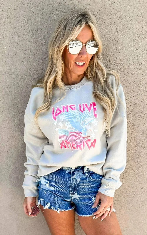 Enjoy Huge Discounts Now!Long Live America Graphic Crewneck Sweatshirt