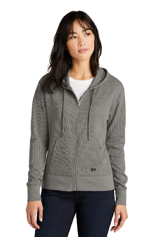 Limited Stock Available!New Era Womens Thermal Full Zip Hooded Sweatshirt Hoodie - Heather Shadow Grey