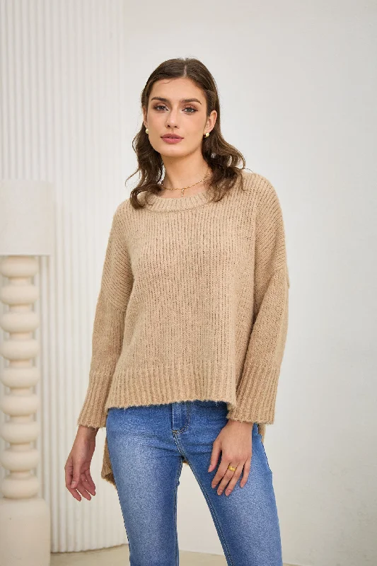 Don’t Wait – Shop Today!Nora Beige Step Hem Knit Sweater