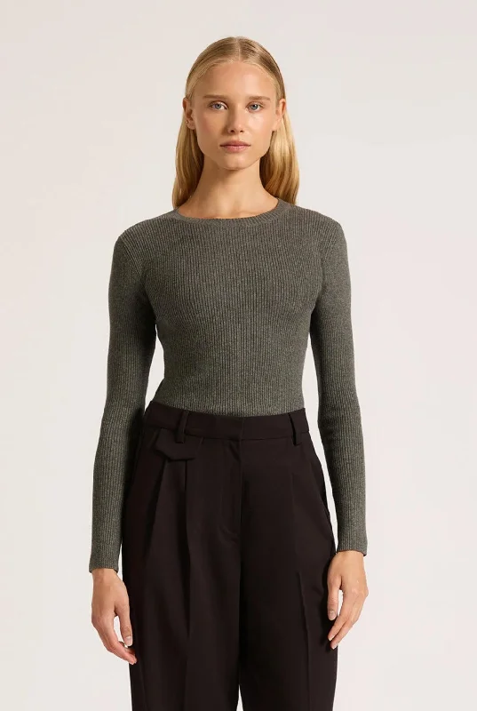 Limited Time Offer!Nude Lucy Classic LS Knit in Charcoal