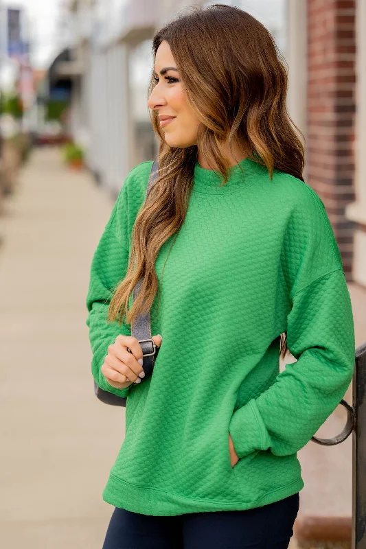 Steals and Deals Await!Quilted Mock Neck Pocket Sweatshirt