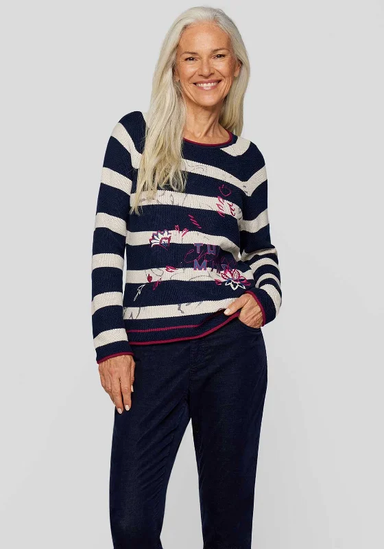 Massive Price Cuts!Rabe Embroidered Striped Jumper, Navy Multi