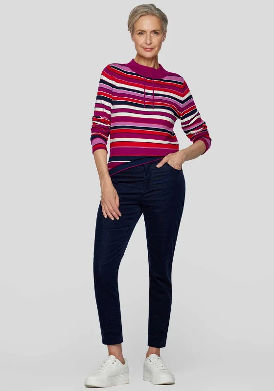 Buy More, Pay Less!Rabe Striped High Neck Sweater, Purple Multi